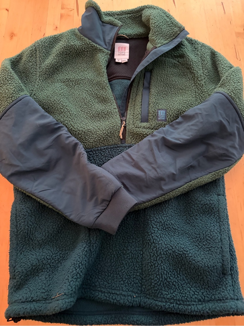 Topo Designs Green Sherpa Half-Zip Performance Jacket